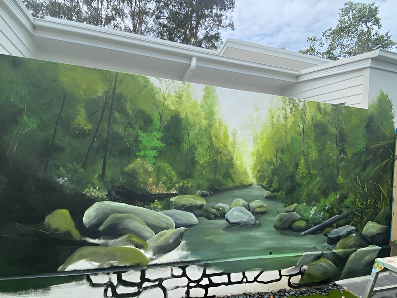 Hand-painted custom feature wall mural by David Houghton — Rayzar's Painting, North Brisbane